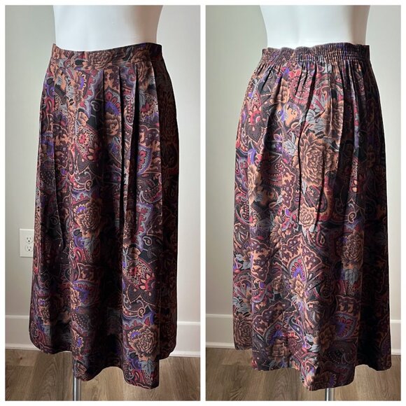 90's Paisley rayon skirt - Picture 1 of 10